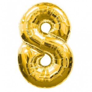 GOLD NUMBER 8 FOIL BALLOON