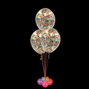 Balloon Bouquet of 3 large clear confetti balloons, weighted, any colour