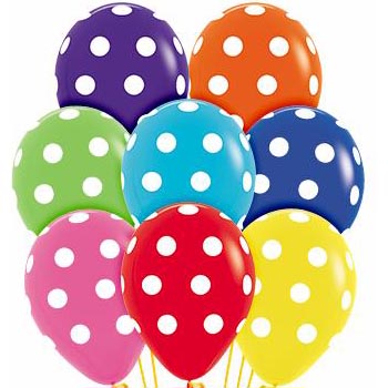 Polka Dots mix 28cm latex balloons Polka Dots mix 28cm latex balloons