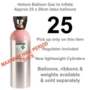 25 HELIUM CYLINDER HIRE
