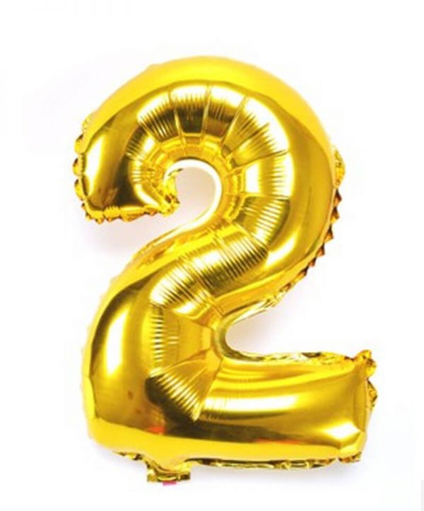 GOLD NUMBER 2 FOIL BALLOON