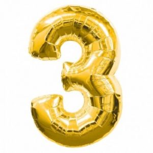 Foil Balloon Number 3 Gold