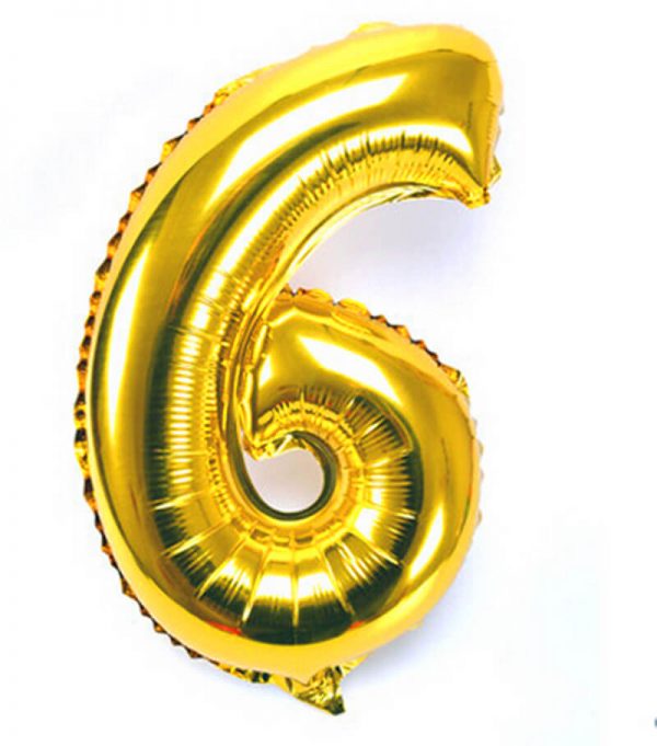 Foil Balloon Number 6 Gold Foil Balloon Number 6 Gold