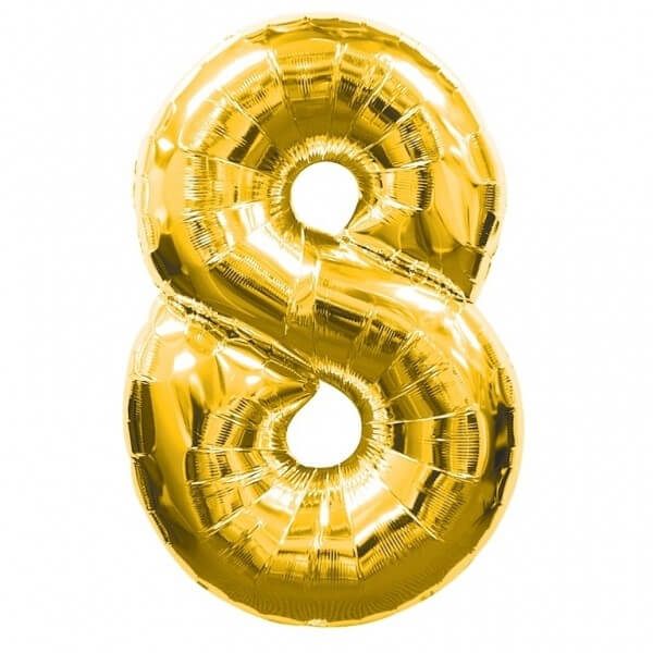 Foil Balloon Number 8 Gold Foil Balloon Number 8 Gold