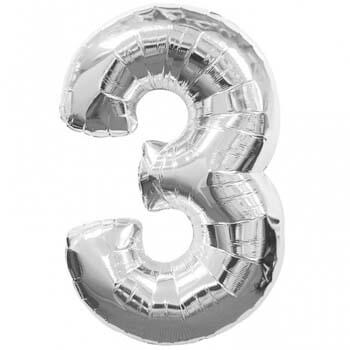 foil balloon number 3 in silver foil balloon number 3 in silver