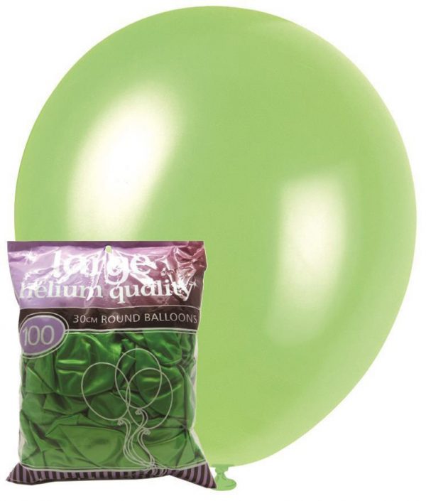metallic lime green 28cm latex balloons