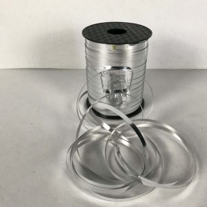 Metallic silver curling ribbon