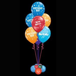 Bouquet of 7 birthday boy helium balloons