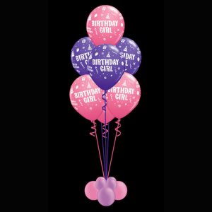 Bouquet of 7 birthday girl helium balloons
