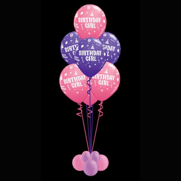 Bouquet of 7 birthday girl helium balloons Bouquet of 7 birthday girl helium balloons