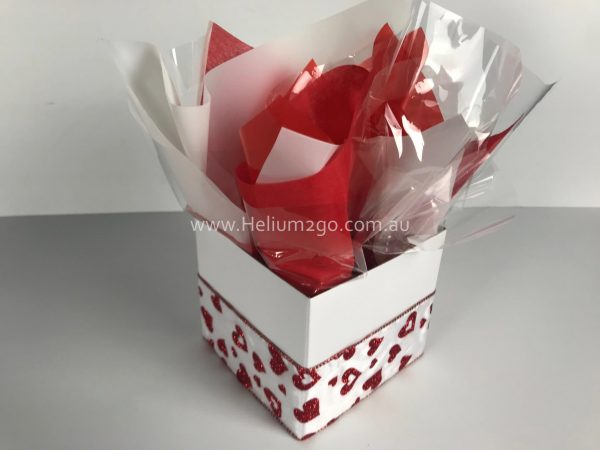 Hearts Red and White Posy Box