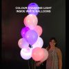 Colour changing light inside white balloons inflated