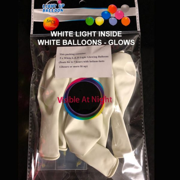 White balloons white light glows White balloons white light glows