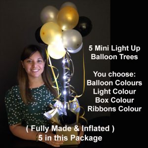 5 Mini light up balloon trees