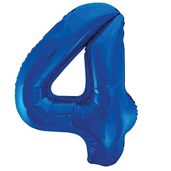 Blue 4 86cm foil balloon number Blue 4 86cm foil balloon number