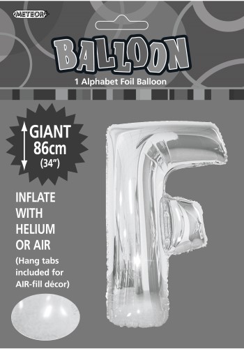 F silver foil balloon letter 86cm helium filled F silver foil balloon letter 86cm helium filled