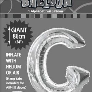 G Silver foil balloon letter 86cm helium filled