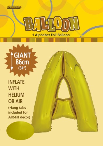 Gold foil 86cm A Balloon letter helium filled Gold foil 86cm A Balloon letter helium filled