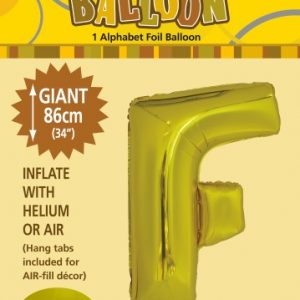 F foil helium filled balloon letter gold