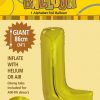L Gold foil balloon letter 86cm helium filled