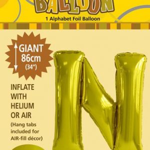 Gold Foil N 86cm balloon letter helium filled