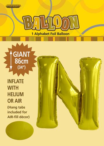 Gold Foil N 86cm balloon letter helium filled Gold Foil N 86cm balloon letter helium filled