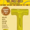 T Gold foil balloon letter 86cm helium filled