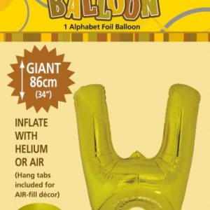 W gold foil balloon letter 86cm helium filled