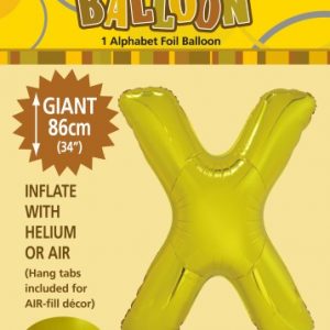 X gold foil balloon letter 86cm helium filled