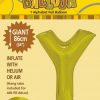 Y Gold foil balloon letter 86cm helium filled
