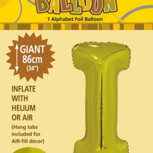 i gold foil balloon letter 86cm helium filled