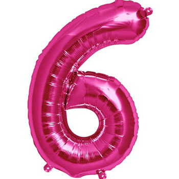 HOT PINK NUMBER 6 86CM HOT PINK NUMBER 6 86CM