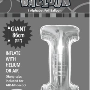 i silver foil balloon letter 86cm helium filled