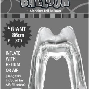 M Silver foil balloon letter 86cm helium filled