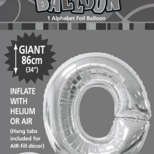 O Silver foil balloon letter 86cm helium filled