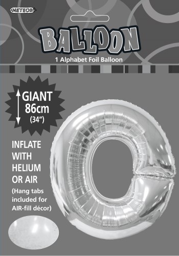 O Silver foil balloon letter 86cm helium filled O Silver foil balloon letter 86cm helium filled