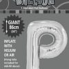P Silver foil balloon letter 86cm helium filled