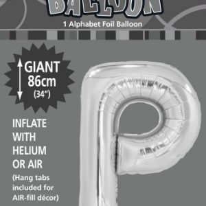 P Silver foil balloon letter 86cm helium filled