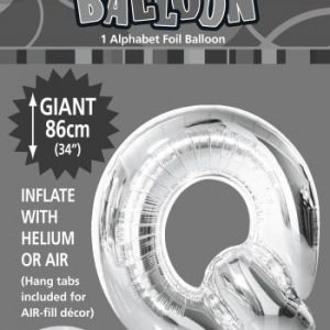 Q Silver foil balloon letter 86cm helium filled