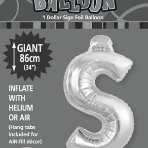 $ Silver foil balloon letter 86cm helium filled