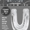 U Silver foil balloon letter 86cm helium filled