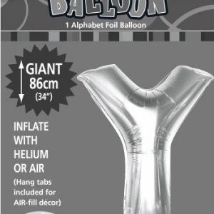 Y Silver foil balloon letter 86cm helium filled