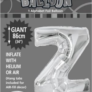 Z Silver foil balloon letter 86cm helium filled