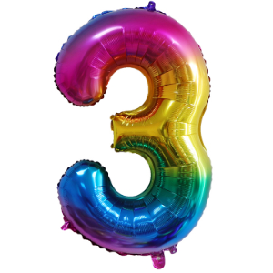 RAINBOW 3 86cm BALLOON NUMBER