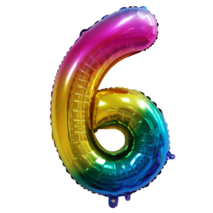 RAINBOW 6 86cm BALLOON NUMBER