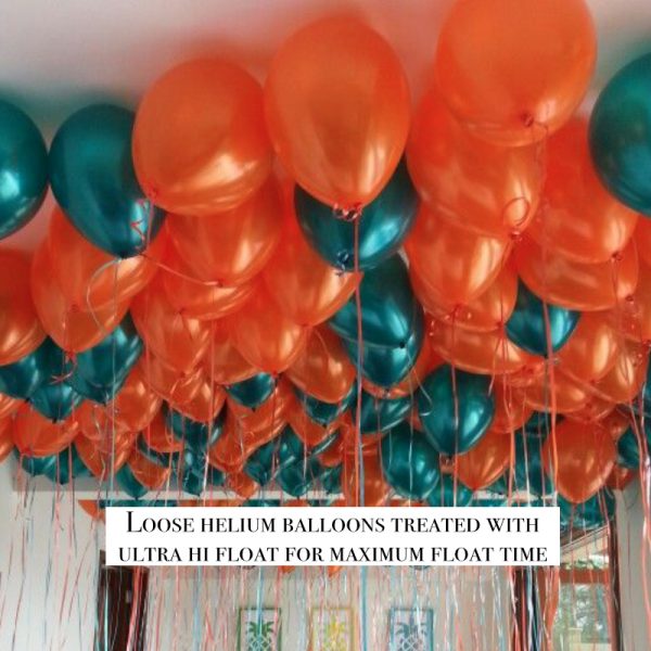 Loose helium balloons gold black white