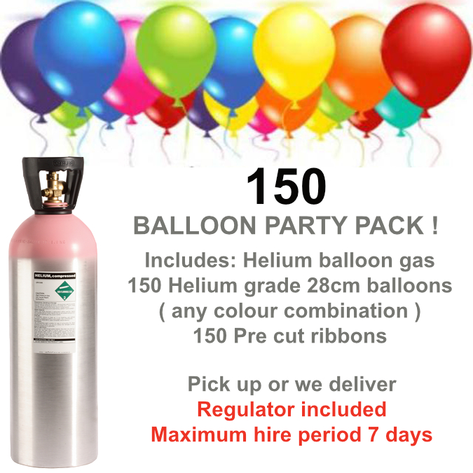 150 Balloon Helium Gas Kit. Helium balloon gas, balloons & ribbons D.I.Y