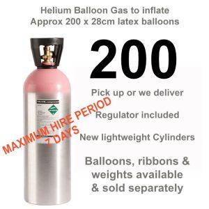 200 HELIUM CYLINDER 7 DAY HIRE