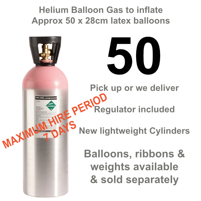 50 Balloon Helium Gas Cylinder delivery service South East Queensland