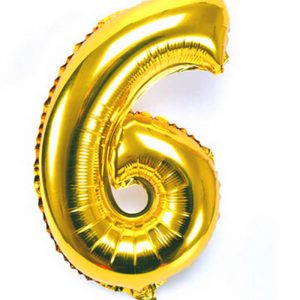 GOLD NUMBER 6 FOIL BALLOON